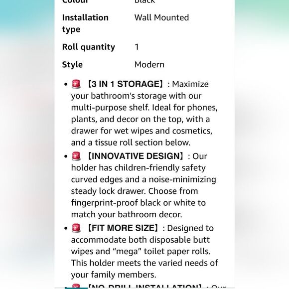 Famorisse Tissue Paper Holder w/Drawer- Black/Rose Gold - Picture 10 of 13